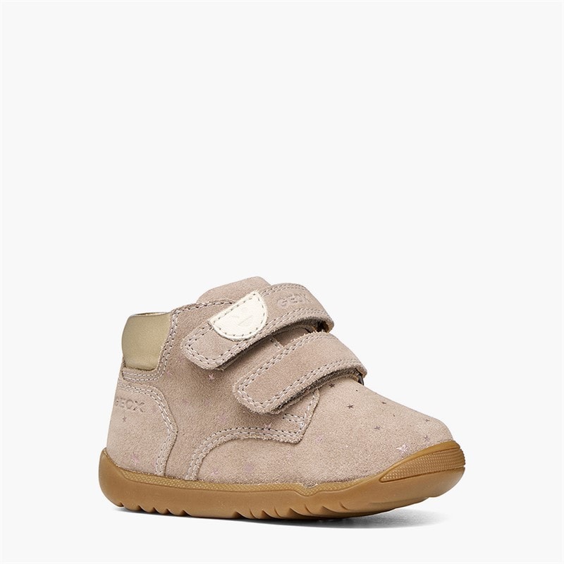 GEOX Infant Girls Macchia Velcro Trainers Dark Beige - Image 5