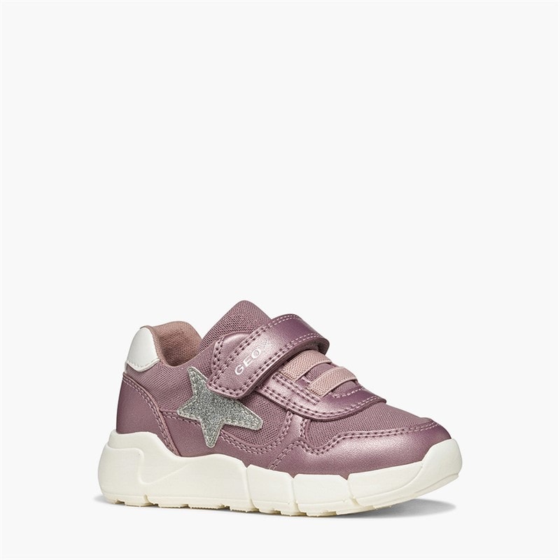 GEOX Infant Girls Flextyper Velcro Trainers Dark Pink/Silver - Image 5