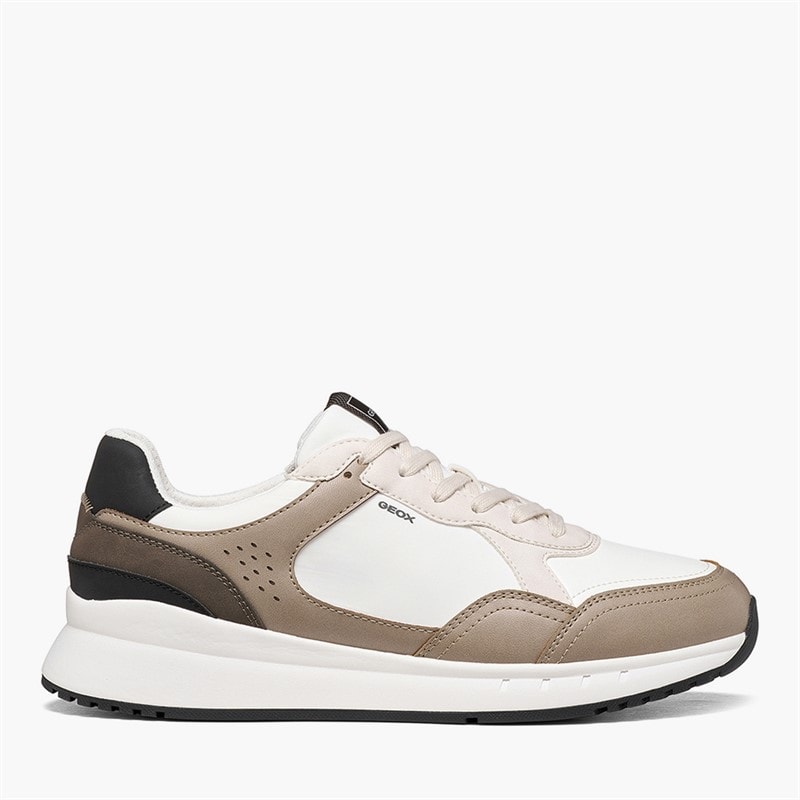 GEOX Mens Branthon Trainers White/Sand - Image 1