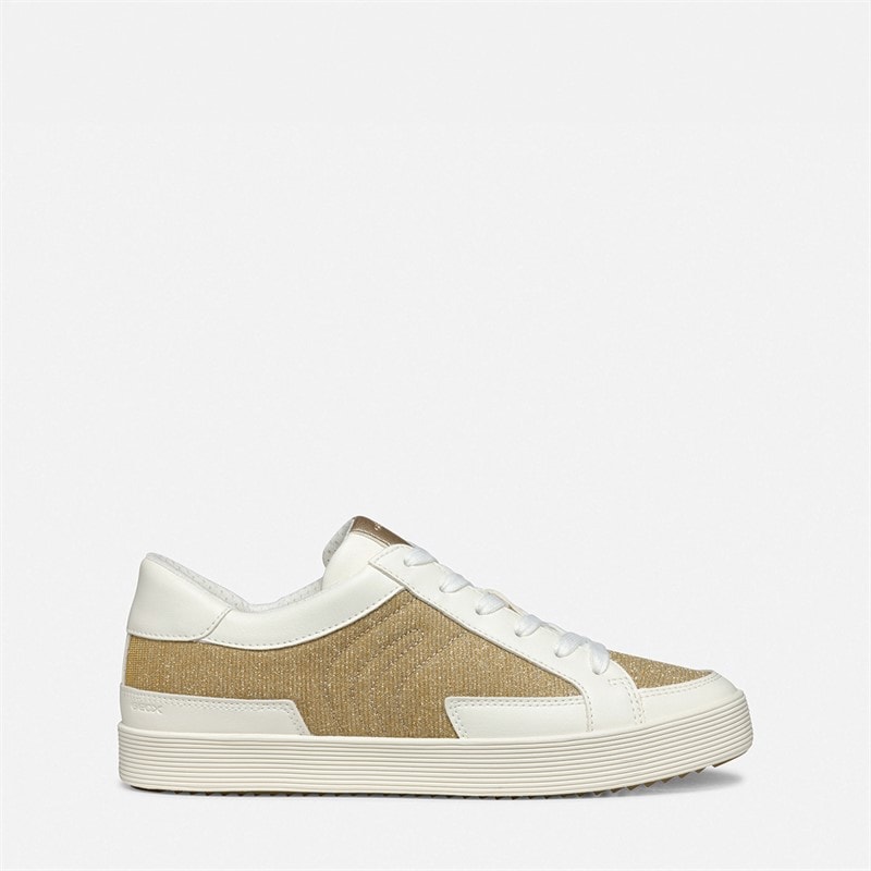 GEOX Womens Blomiee Metallic Trainers Light Gold/Off White Lt Gold/Off White