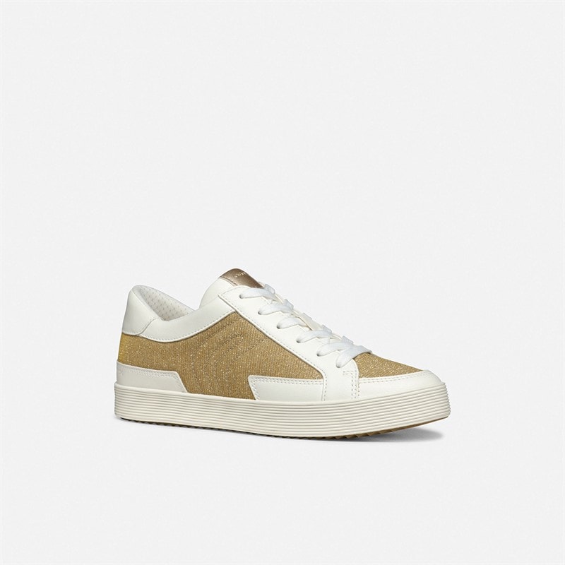 GEOX Womens Blomiee Metallic Trainers Light Gold/Off White Lt Gold/Off White - Image 2