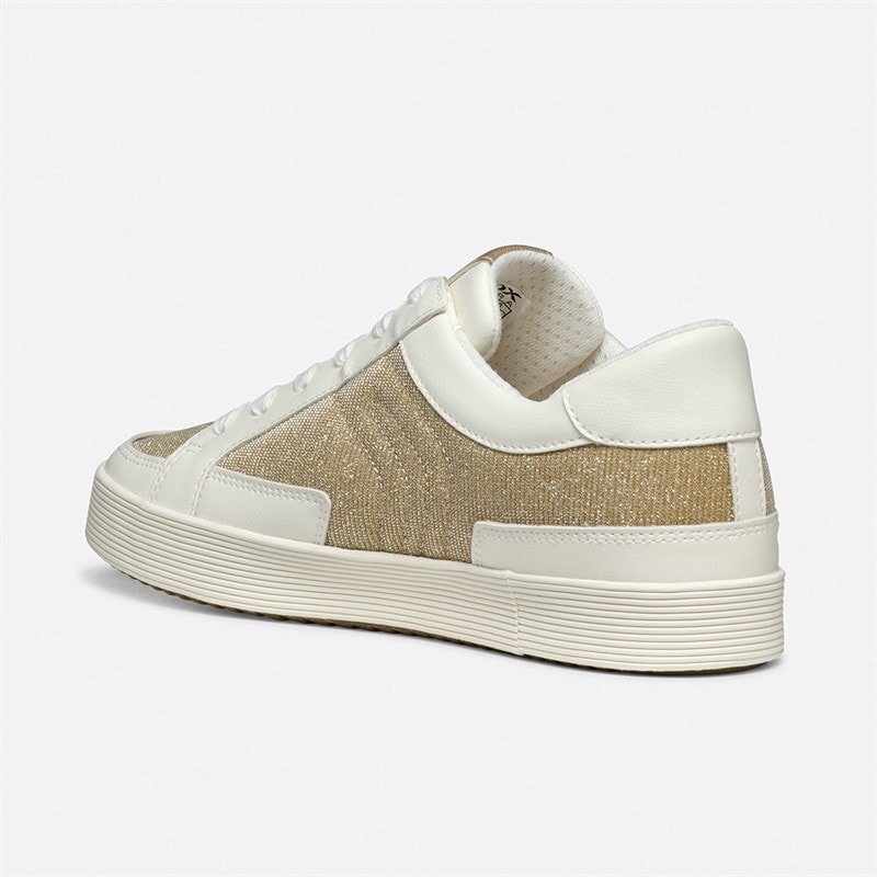 GEOX Womens Blomiee Metallic Trainers Light Gold/Off White Lt Gold/Off White - Image 3
