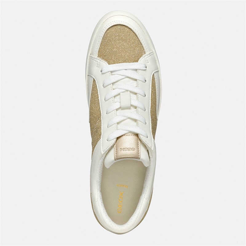 GEOX Womens Blomiee Metallic Trainers Light Gold/Off White Lt Gold/Off White - Image 4