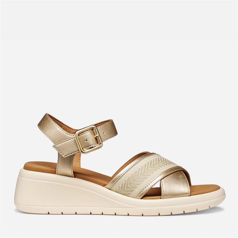 GEOX Womens Melciona Sandals Light Gold/Papyrus Lt Gold/Papyrus