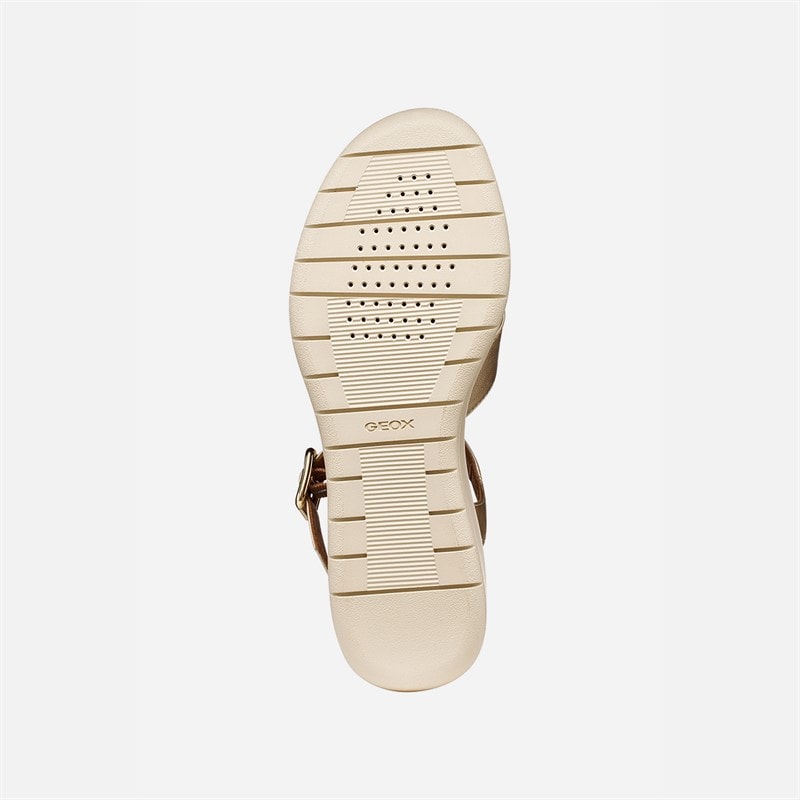 GEOX Womens Melciona Sandals Light Gold/Papyrus Lt Gold/Papyrus - Image 5