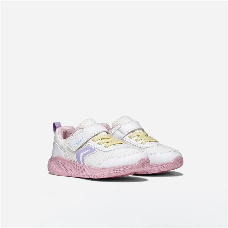 GEOX Junior Girls Sprintye Trainers White/Pink - Image 2