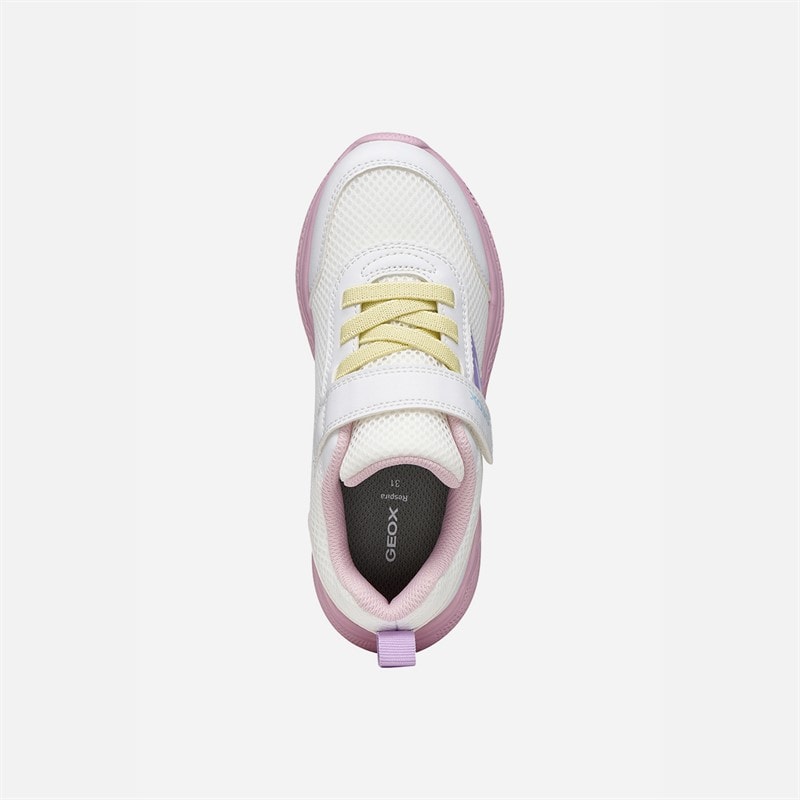 GEOX Junior Girls Sprintye Trainers White/Pink - Image 4