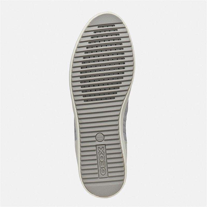 GEOX Womens Blomiee Metallic Trainers Silver/Optic White - Image 5