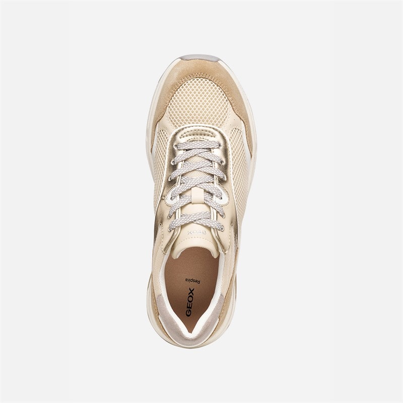 GEOX Womens Zarvia Trainers Papyrus/White - Image 4