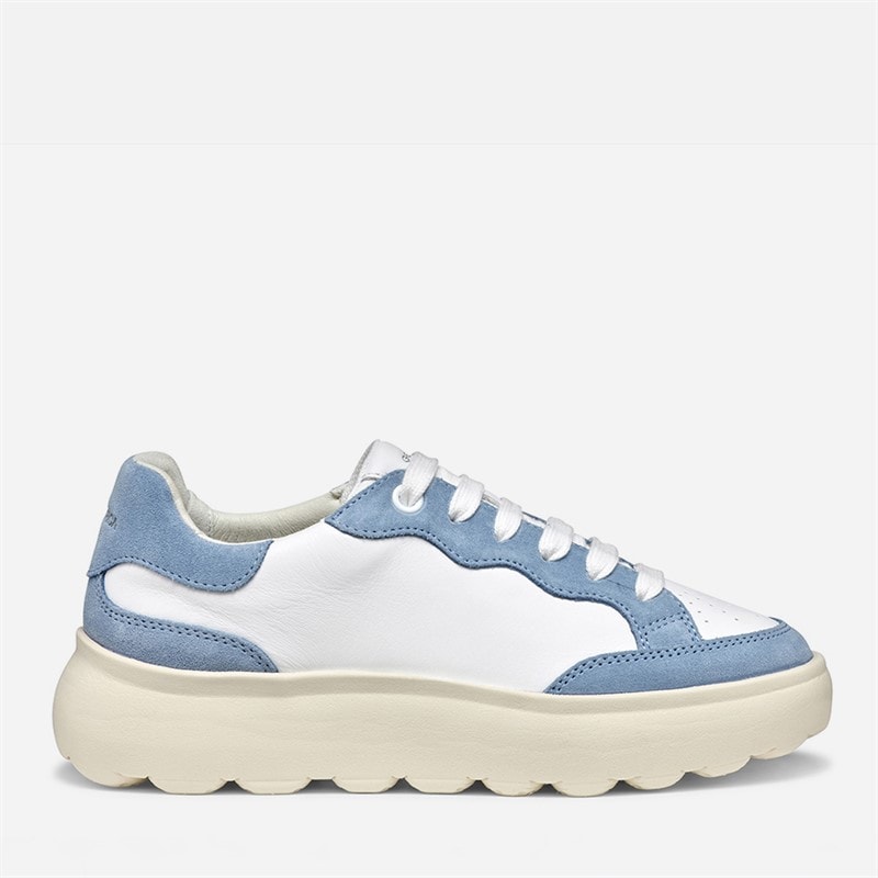 GEOX Womens Spherica EC4.1 Trainers White/Light Blue White/Lt Blue