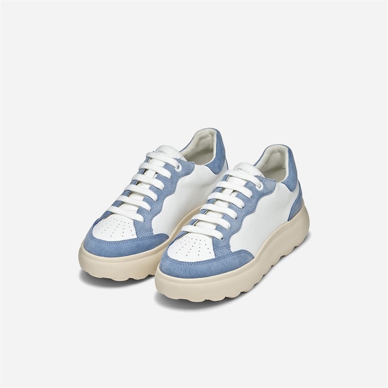 GEOX Womens Spherica EC4.1 Trainers White/Light Blue White/Lt Blue - Image 3