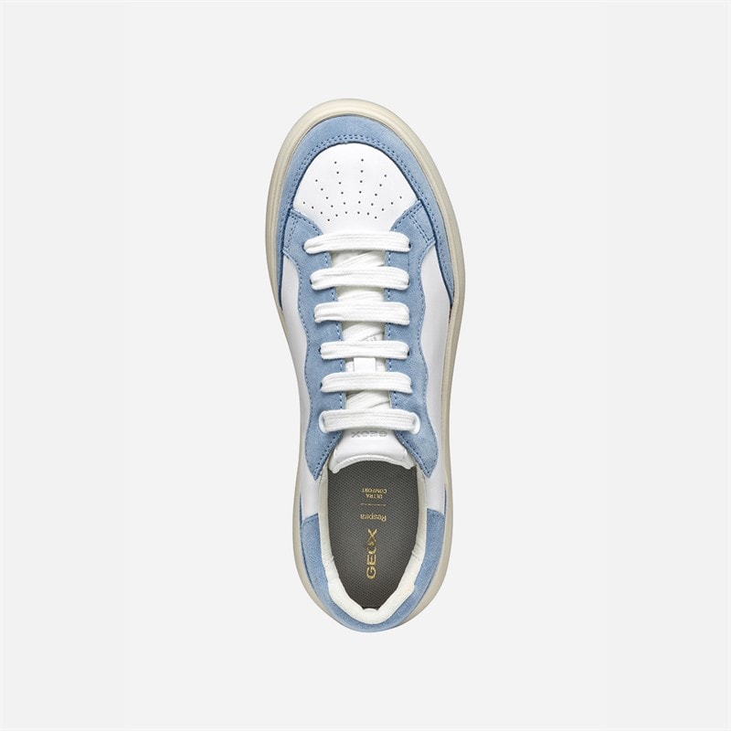 GEOX Womens Spherica EC4.1 Trainers White/Light Blue White/Lt Blue - Image 4