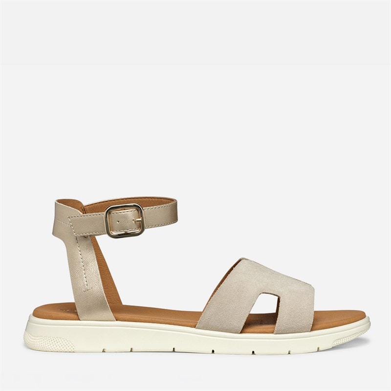 GEOX Womens Dandora Ankle Strap Sandals Light Gold/Light Taupe Lt Gold/Lt Taupe