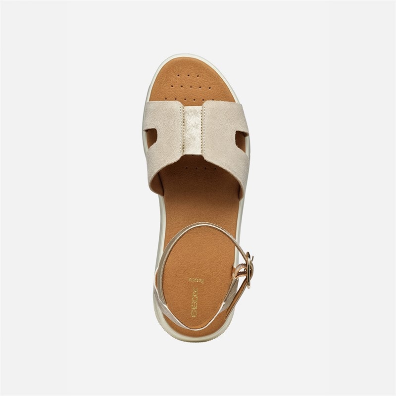GEOX Womens Dandora Ankle Strap Sandals Light Gold/Light Taupe Lt Gold/Lt Taupe - Image 4
