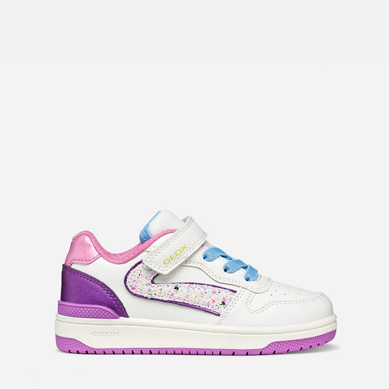 GEOX Junior Girls Washiba Trainers White/Dark Purple White/Dk Purple
