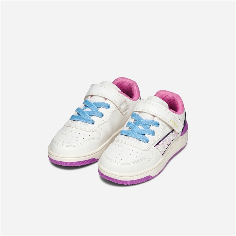 GEOX Junior Girls Washiba Trainers White/Dark Purple White/Dk Purple - Image 2