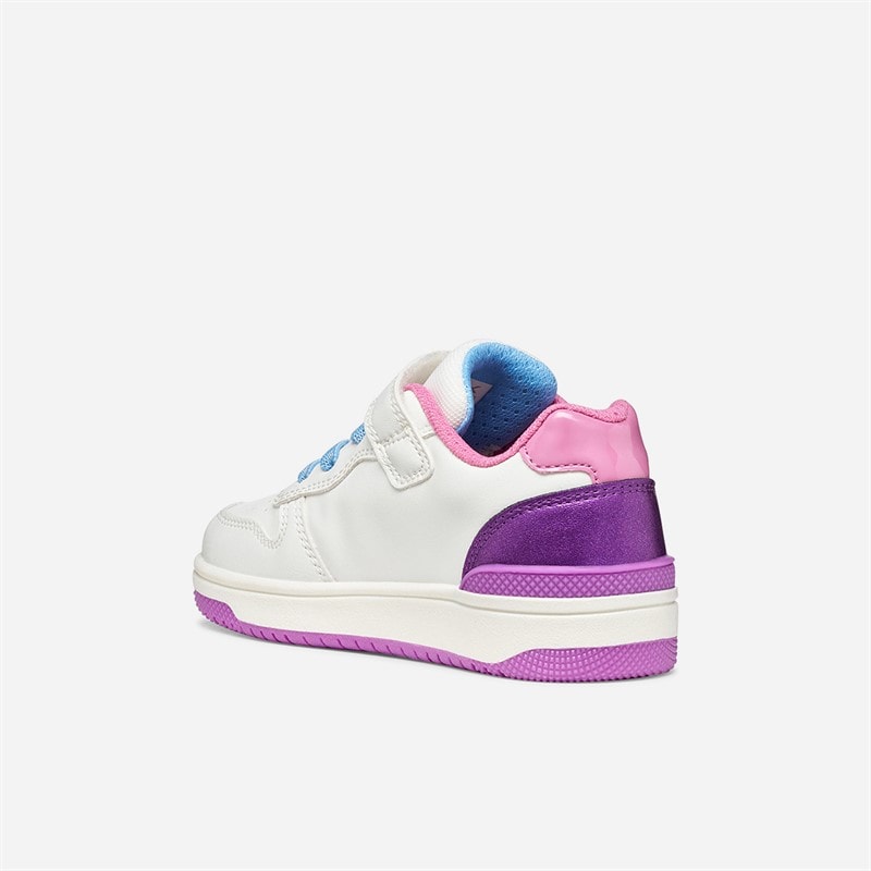 GEOX Junior Girls Washiba Trainers White/Dark Purple White/Dk Purple - Image 3