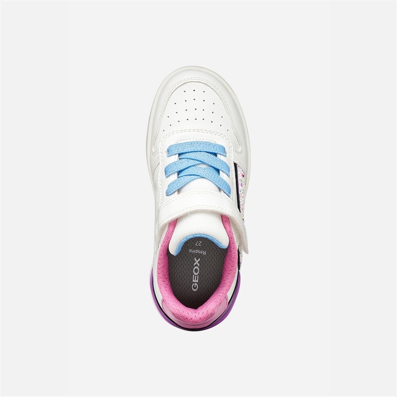 GEOX Junior Girls Washiba Trainers White/Dark Purple White/Dk Purple - Image 4