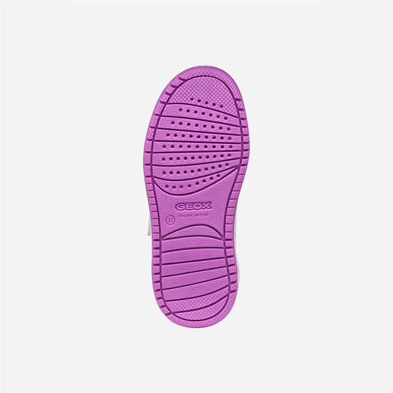 GEOX Junior Girls Washiba Trainers White/Dark Purple White/Dk Purple - Image 5