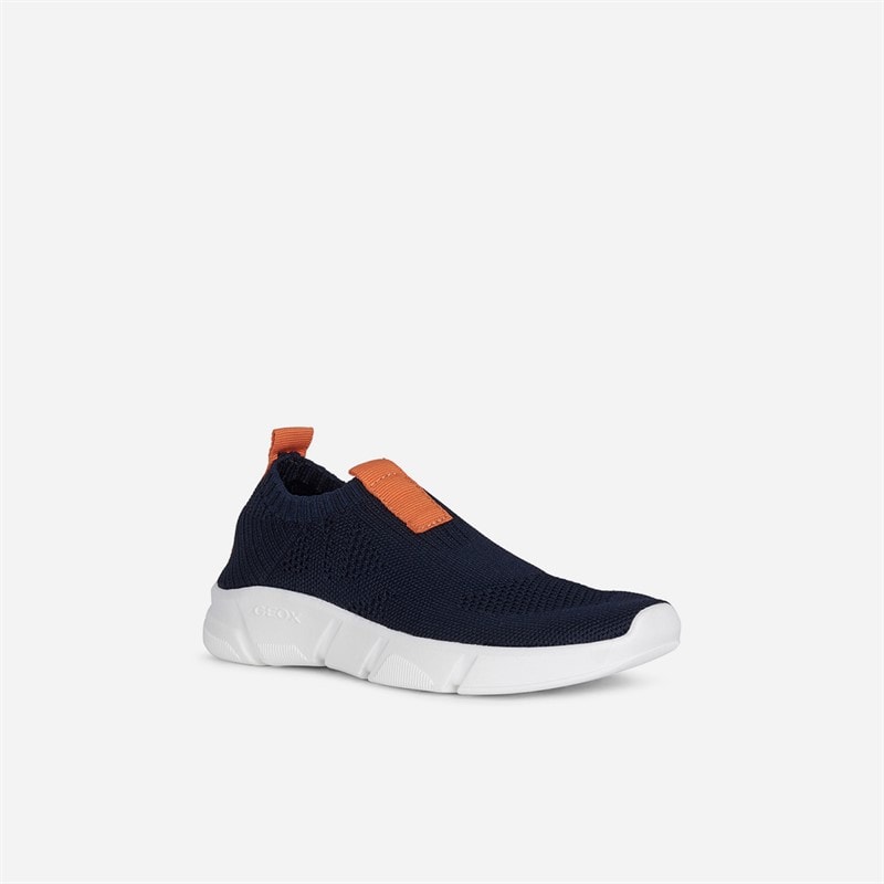 GEOX Junior Boys Aril Trainers Navy/Orange - Image 2