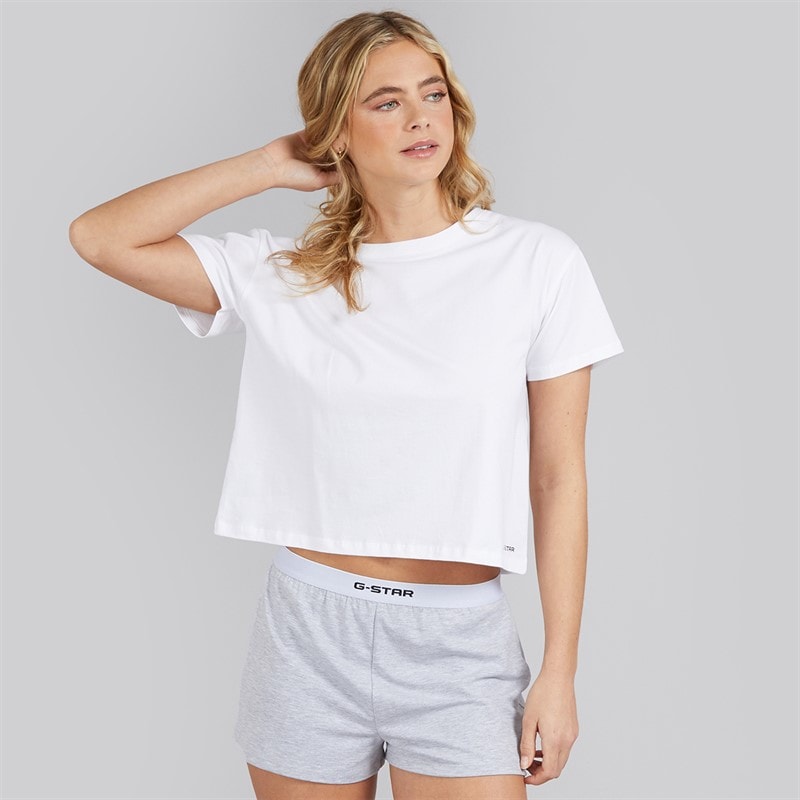 G-STAR Womens Pyjama Set Bright White/Light Grey Marl - Image 1