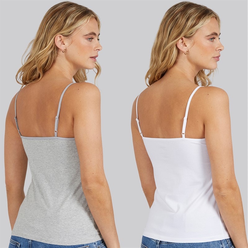 G-STAR Womens Two Pack Vests Bright White/Light Grey Marl - Image 2
