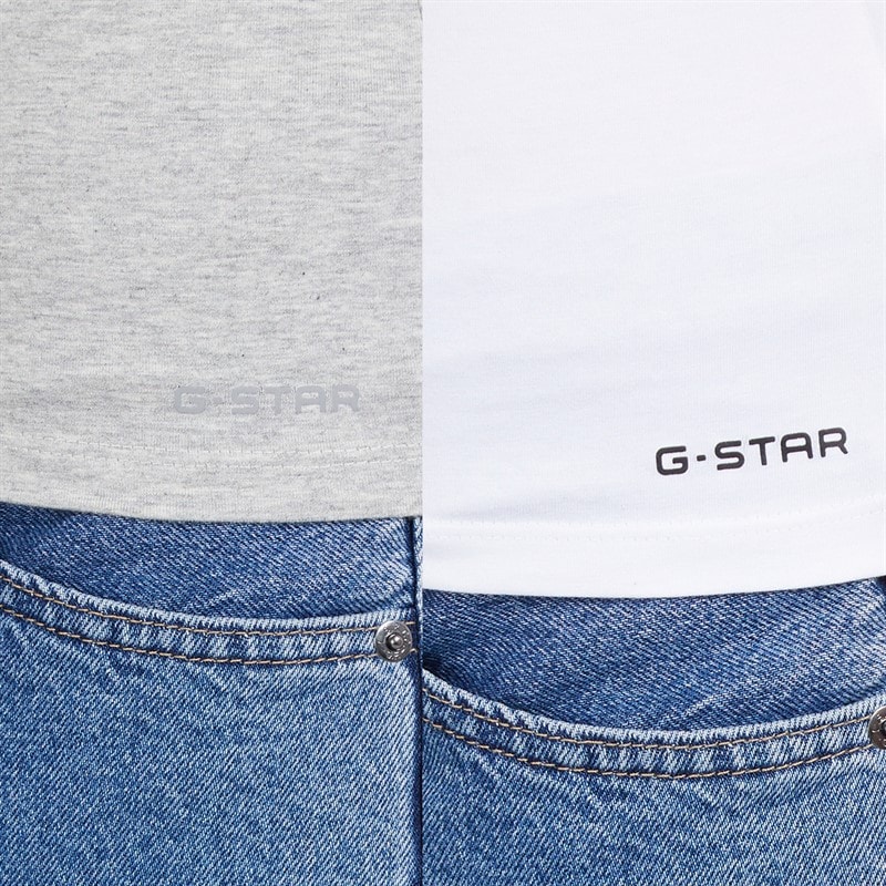 G-STAR Womens Two Pack Vests Bright White/Light Grey Marl - Image 3