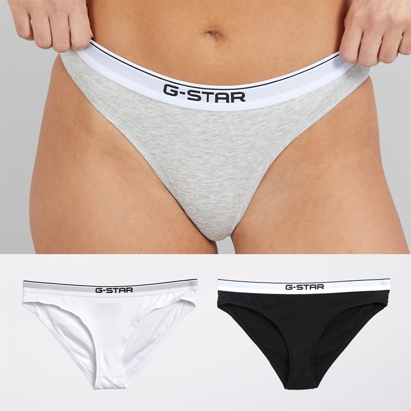 G-STAR Womens Three Pack Hipster Briefs Light Grey Marl/Bright White/Black - Image 1