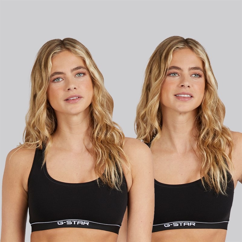 G-STAR Womens Two Pack Racer Bralettes Black