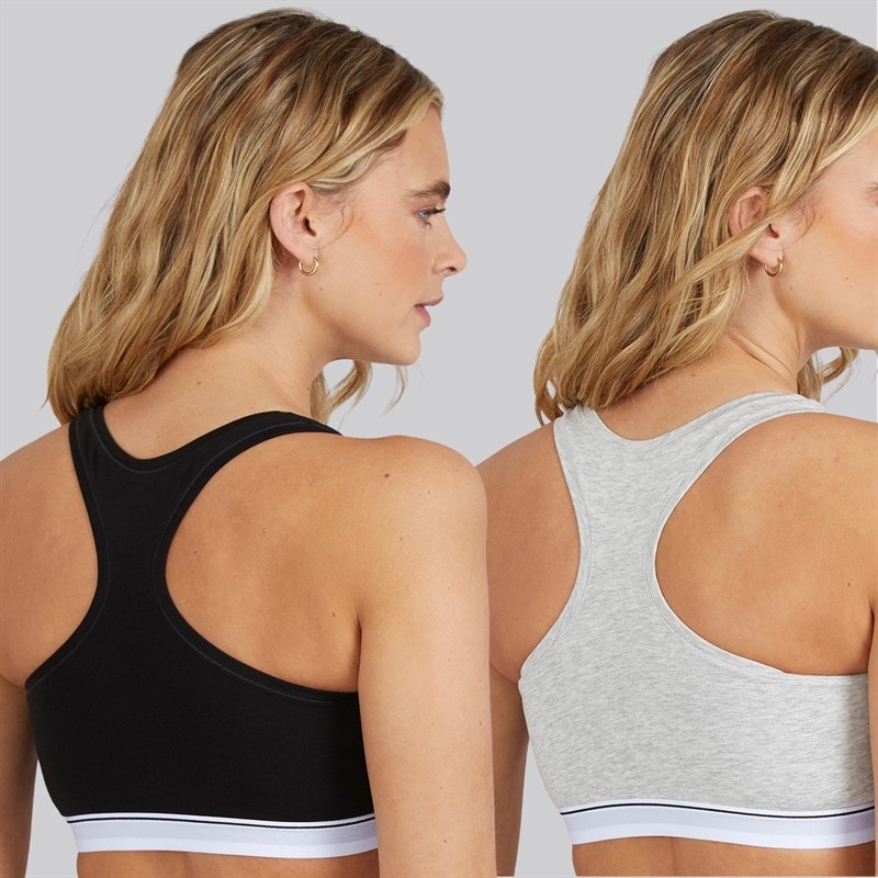 G-STAR Womens Two Pack Racer Bralettes Light Grey Marl/Black - Image 2
