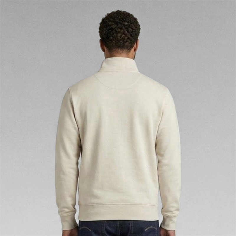 G-STAR Mens Half Zip Sweatshirt Ecru - Image 2