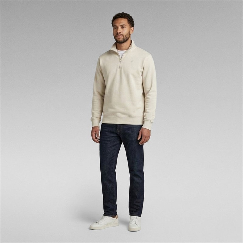G-STAR Mens Half Zip Sweatshirt Ecru - Image 3