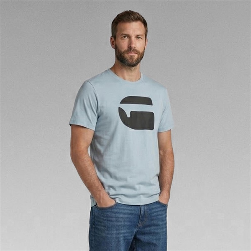 G-STAR Mens Logo Slim T-Shirt Ash Blue - Image 1