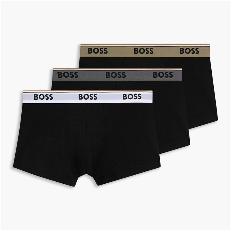 Hugo Boss Mens Power Three Pack Trunks Black