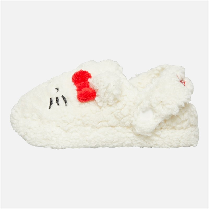 Hello Kitty Girls White Borg Slippers White/Red - Image 2
