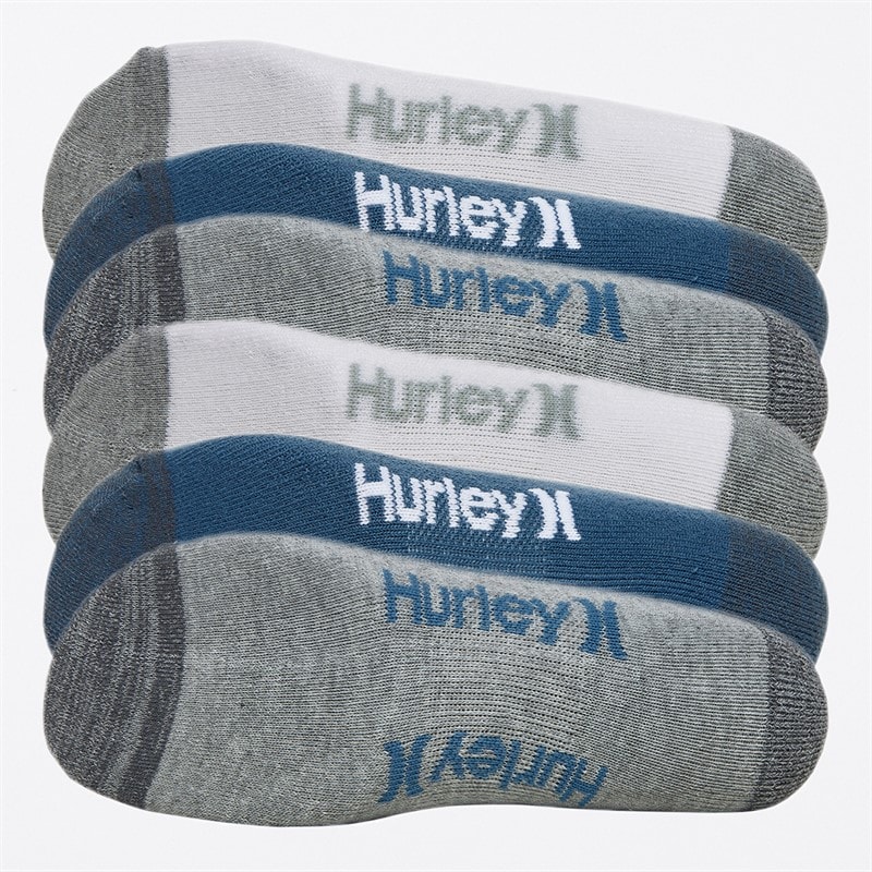 Hurley Mens 1/2 Terry Six Pack Quarter Crew Socks White/Blue - Image 2