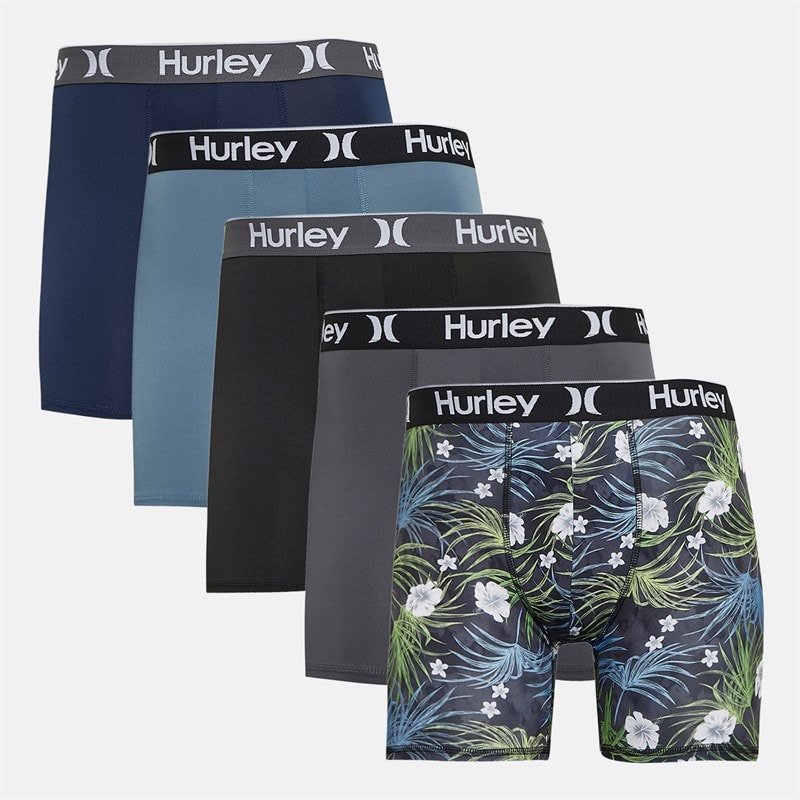 Hurley Mens Regrind Five Pack Boxer Briefs Black/Blue - Image 1