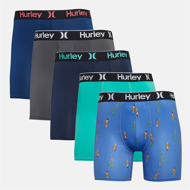 Hurley Mens Regrind Five Pack Boxer Briefs Blue - Image 1