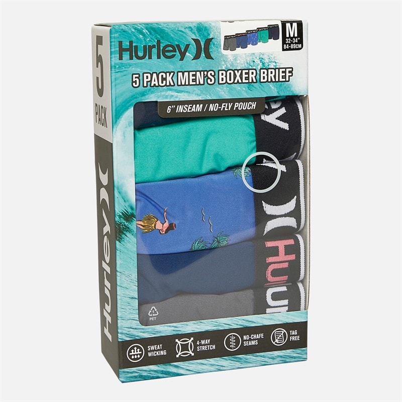 Hurley Mens Regrind Five Pack Boxer Briefs Blue - Image 2