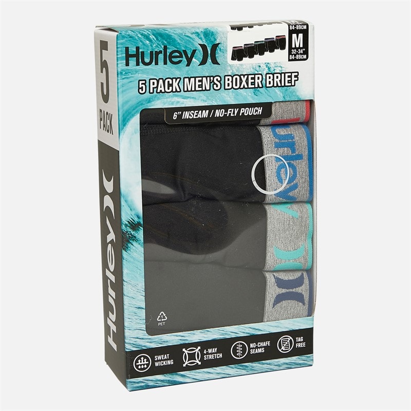 Hurley Mens Five Pack Boxer Briefs Black/Bright - Image 2