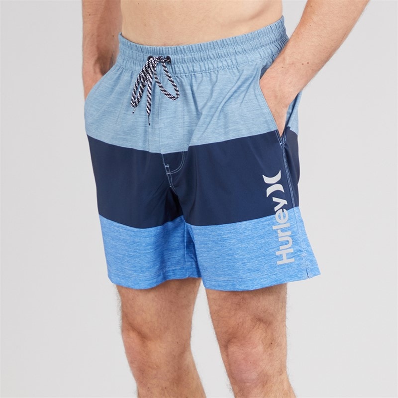 Hurley Mens Colour Block Volley Swim Shorts Baby Blue