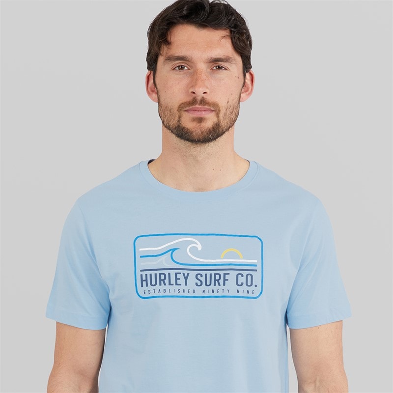 Hurley Mens Wave Graphic T-Shirt Baby Blue - Image 3