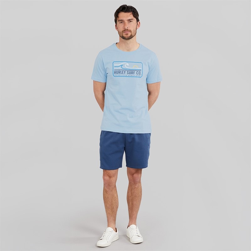 Hurley Mens Wave Graphic T-Shirt Baby Blue - Image 4
