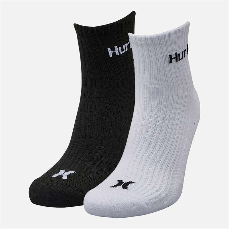 Hurley Mens Six Pack Crew Socks White/Black - Image 2