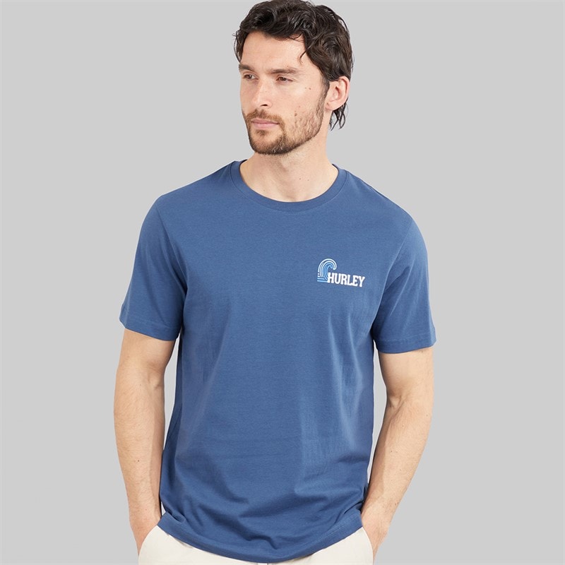 Hurley Mens Surf Wave Graphic T-Shirt Industrial Blue - Image 2