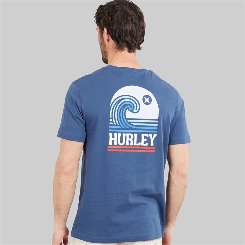 Hurley Mens Surf Wave Graphic T-Shirt Industrial Blue - Image 3