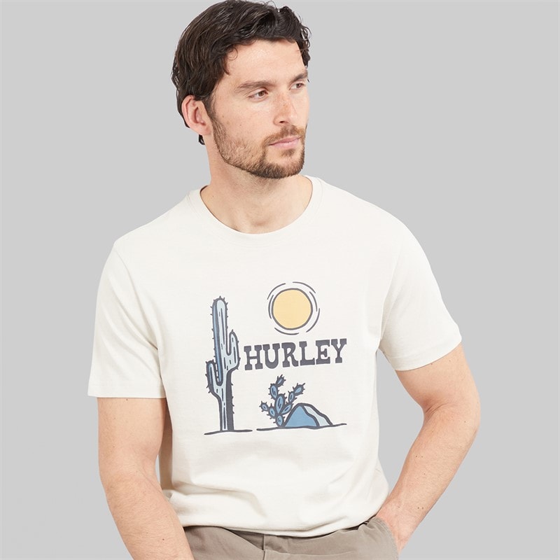 Hurley Mens Badlands Graphic T-Shirt Ivory