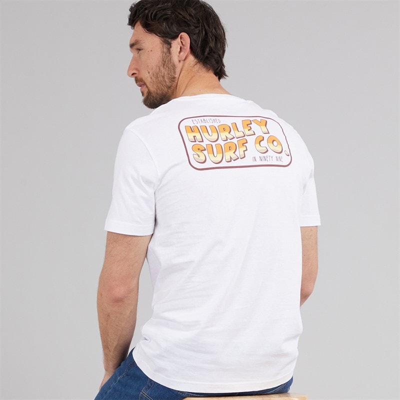 Hurley Mens Wild Rider Graphic T-Shirt White Traditional