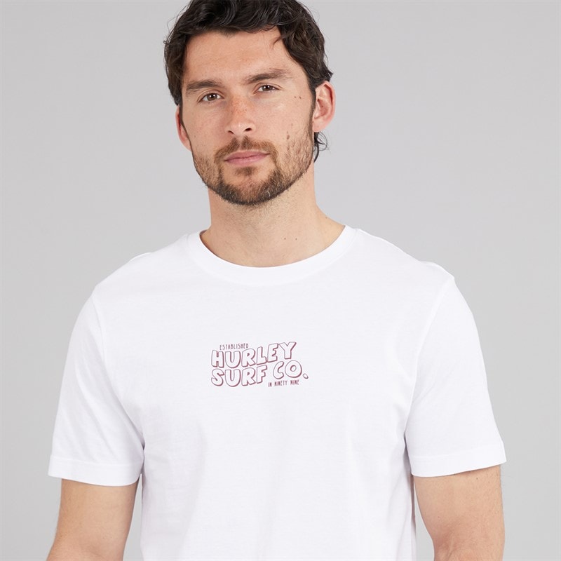 Hurley Mens Wild Rider Graphic T-Shirt White Traditional - Image 5