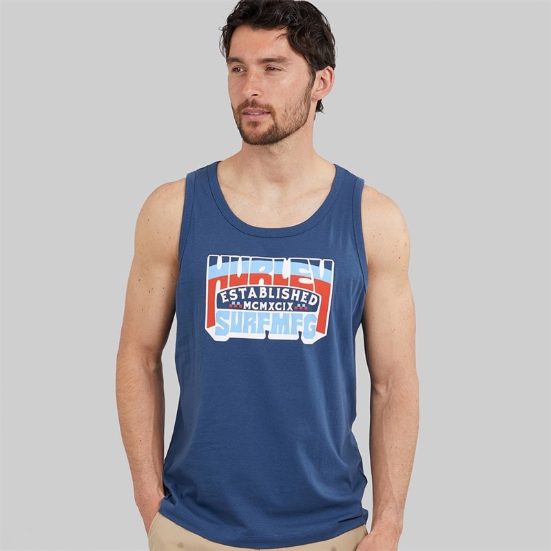 Hurley Mens Cru Graphic Vest Industrial Blue